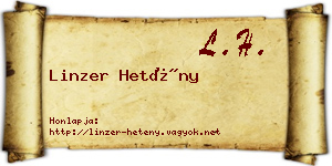 Linzer Hetény névjegykártya
